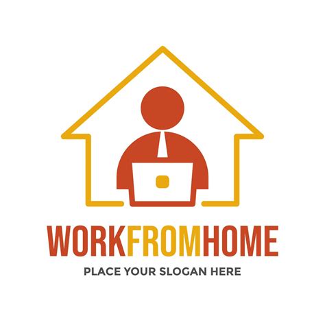 Work from home vector logo template. This design use laptop and human symbol. Suitable for ...