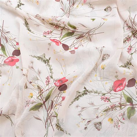 2019 new silk silk chiffon fabrics spring and summer printed fabrics light pink floral soft base ...