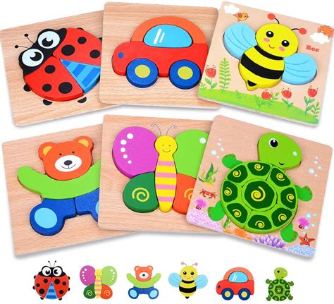 MAGIFIRE Wooden Animal Toddler Puzzles, 6-Pack