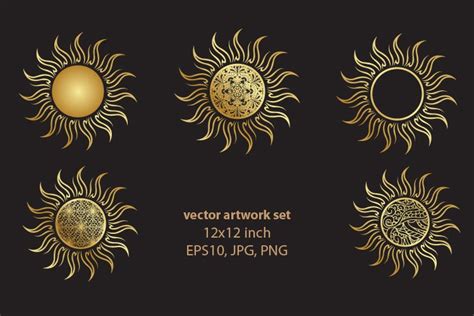 golden sun - vector artwork set (847012)