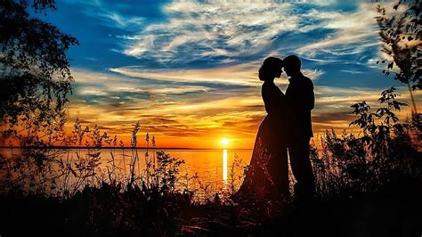 HD wallpaper: couple, love, sunset, lake, romantic | Wallpaper Flare