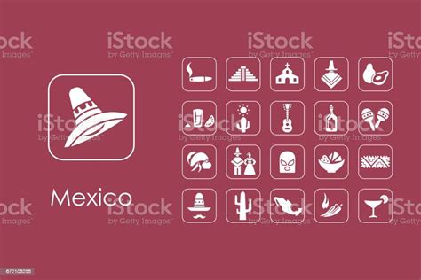 Set Of Mexico Simple Icons Stock Illustration - Download Image Now - Abstract, Art And Craft ...