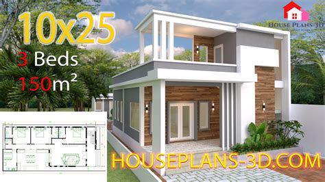 House Design Plans 10x25 with 3 bedrooms - House Plans S