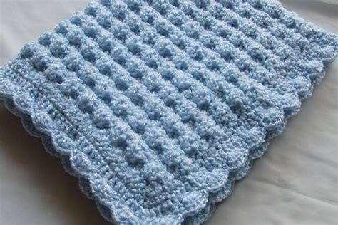 Baby Boy Blanket Crochet baby blanket Soft Blue Puffy