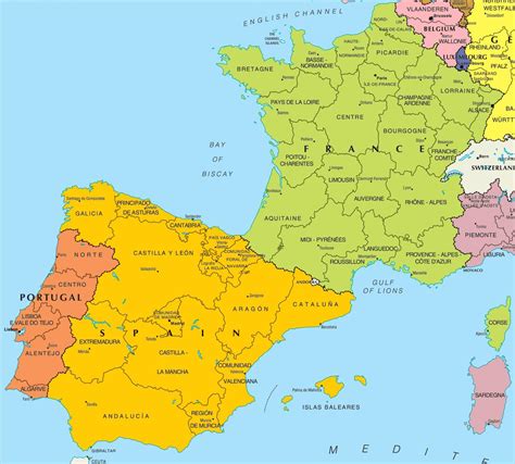 Spain on world map: surrounding countries and location on Europe map