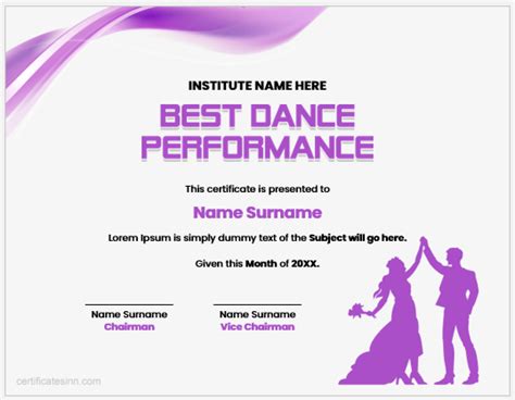 Best Dance Performance Certificate Templates | Download