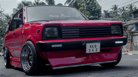 Modified 1986 Maruti 800 draped in Cherry Red - ModifiedX