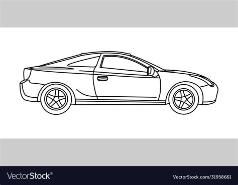 Passenger car side view fast outline Royalty Free Vector