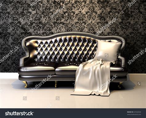 Leather Sofa Interior Decoration Wallpaper Stock Illustration 67432030