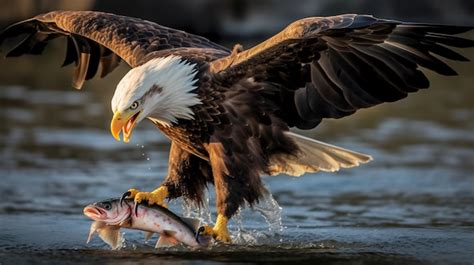 Free Photo | Eagle hunting in river