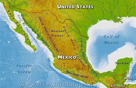 Mexico Physical Map