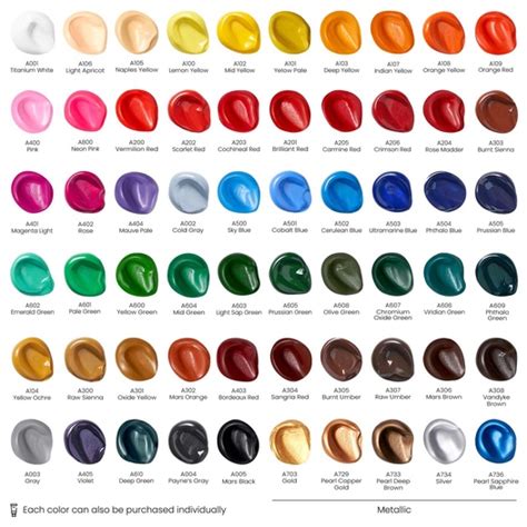 Acrylic Paint Colour Swatches - Paint Color Ideas