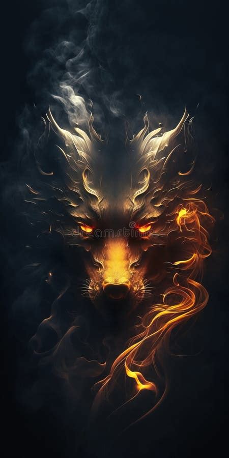 Scary Wolf with Glowing Eyes in the Dar Stock Illustration - Illustration of wolf, halloween ...