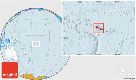 Political Location Map of Samoa, highlighted continent