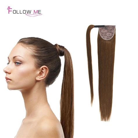 Peruvian Real Human Hair Ponytail Extensions 100G Human Straight Remy ...