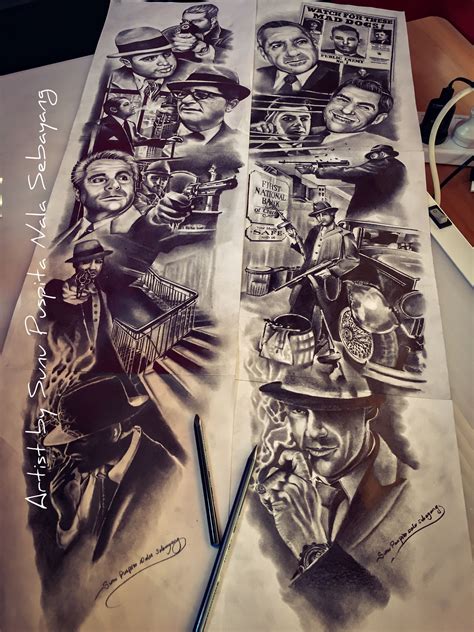 My Artwork drawing "Mobsters History" Mob Tattoo, Tattoo Mafia, Chicano Style Tattoo, Chicano ...