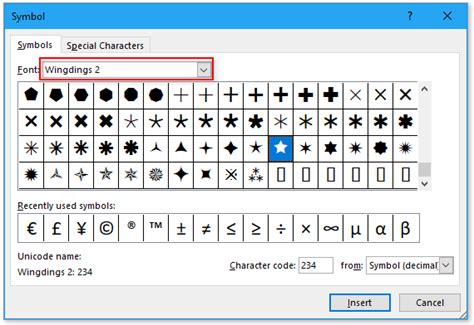 2 simple ways to insert star symbol in Excel