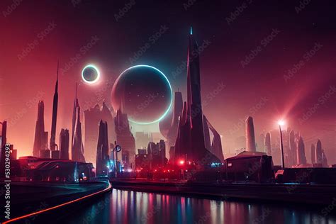 Science Fiction Futuristic Cyberpunk Neon Night City Street Art ...