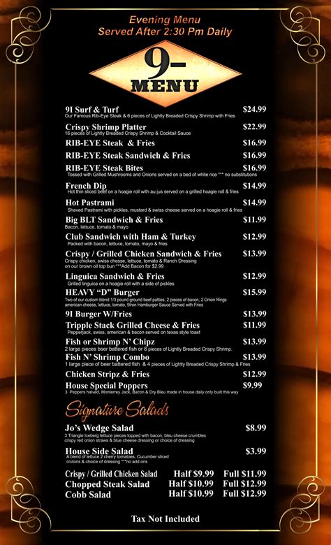 Bar Menu - Tulare