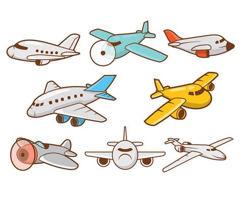 Cartoon Airplane Vector Set Vector Art & Graphics | freevector.com