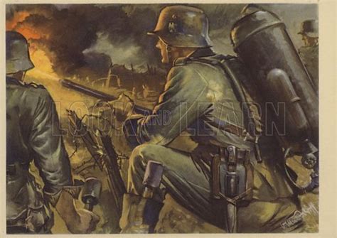 German soldier using a flamethrower, World War II stock image | Look and Learn