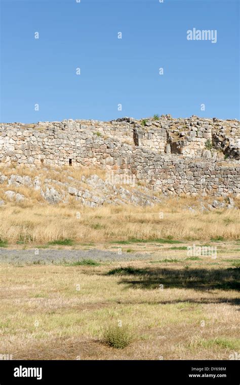 A section western side Mycenaean cyclopean walls Tiryns Peloponnese Greece Possibly port Mycenae ...