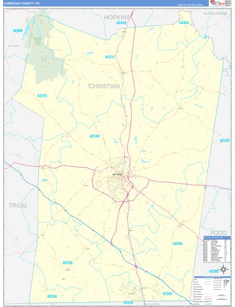 Christian County, KY Zip Code Wall Map Basic Style by MarketMAPS - MapSales