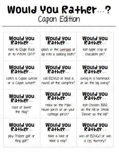 Would You Rather...? Capon Edition - Capon Springs