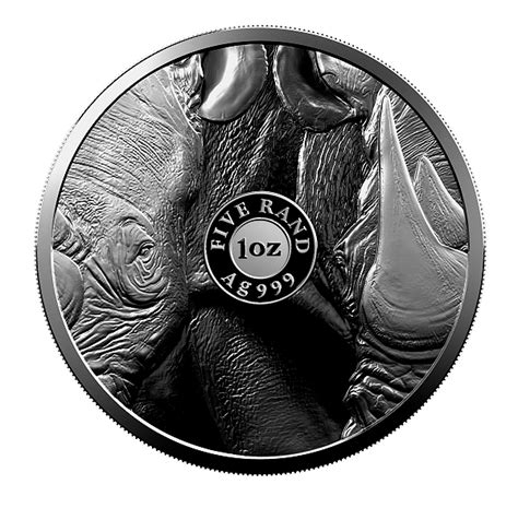 2020 Silver 1oz Krugerrand Rhino Privy Mark and 1oz Rhino R5 Coin Big Five Series