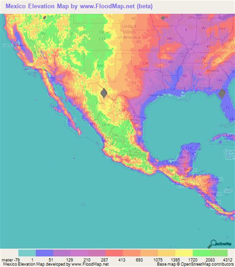 Mexico Elevation and Elevation Maps of Cities, Topographic Map Contour