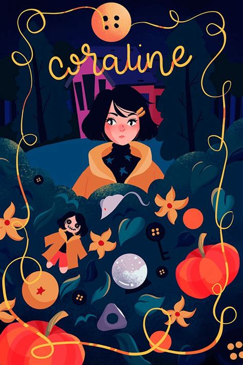 coraline book redraw | illustration, digital art on Behance | Coraline book, Book cover artwork ...