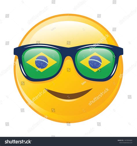 Cute Happy Face Emoji Brazil Flag: vector de stock (libre de regalías ...