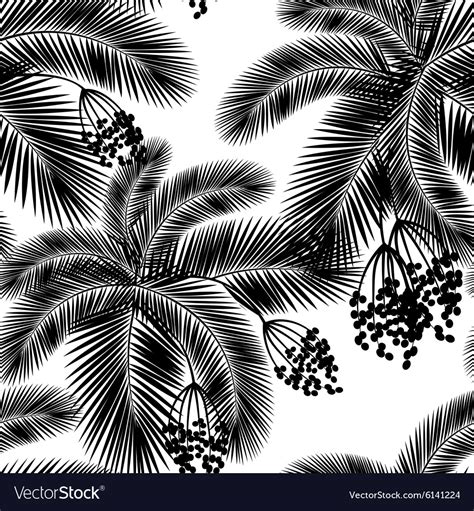 Seamless black and white palm leaves fru Vector Image