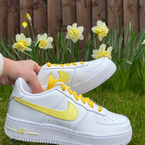 Custom Nike Air force 1 Yellow Swoosh Custom Nike AF1 Hand | Etsy