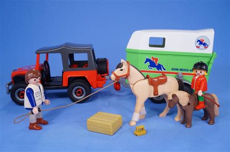 PLAYMOBIL HORSE BOX TRAILER JEEP WITH HORSE & PONY FIGURES FOR FARM VETS STABLES | eBay