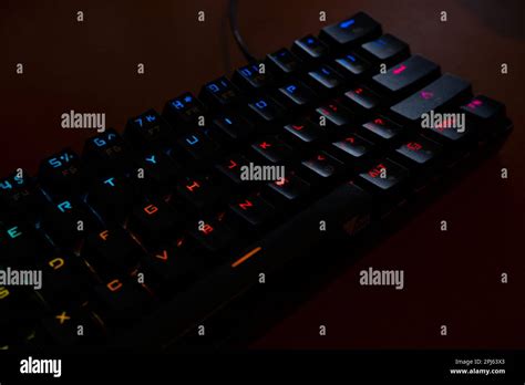 RGB gaming keyboard captured from diagonal angle Stock Photo - Alamy