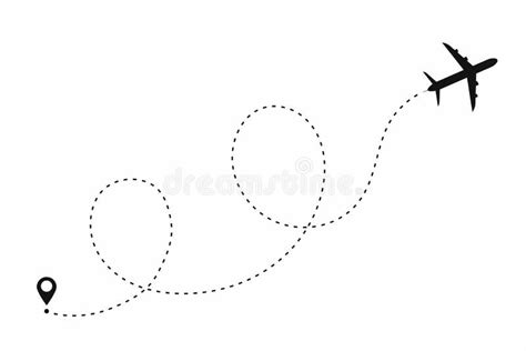 Airplane Path in Dotted Line Shape. Route of Plane Isolated on White Background Stock Vector ...