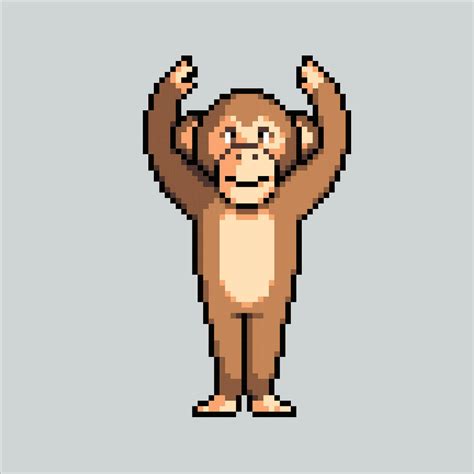 Pixel art illustration Monkey. Pixelated Monkey. Jungle Monkey animal ...