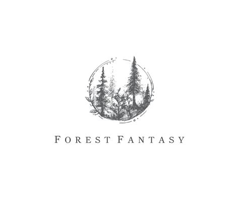 Hand drawn forest logo - Premade logo design - Nature logo - Hand drawn logo design - Trees logo ...