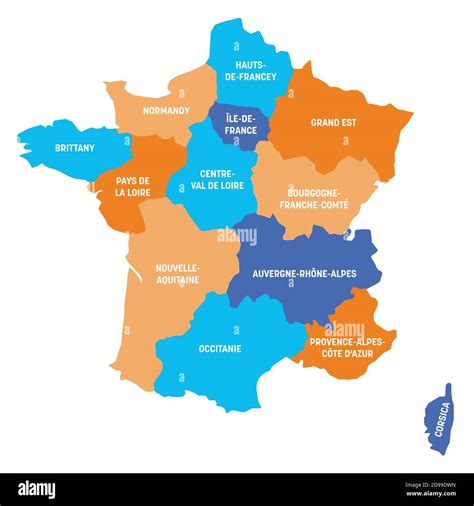 Colorful political map of France. Administrative divisions ...