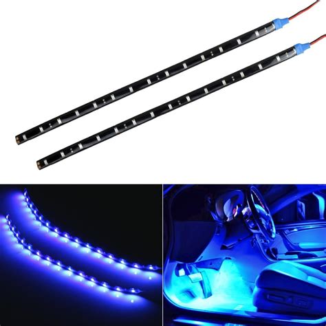 2pcs Car Auto Motorcycle Strip Lights 30CM Blue DC 12V 15 LED SMD Waterproof Flexible Light ...