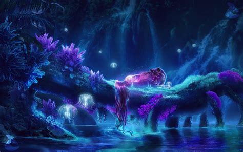 Download Night Fantasy Wolf HD Wallpaper