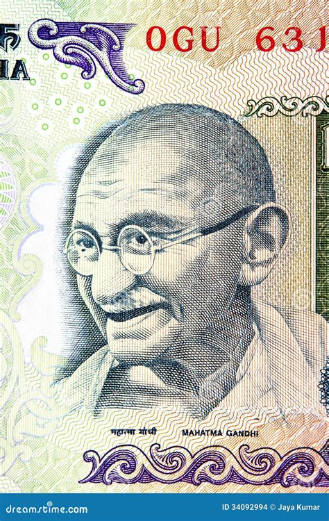 Gandhi On Rupee Note Stock Images - Image: 34092994