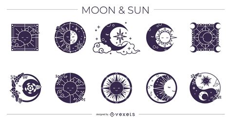 Moon And Sun Silhouette Design Pack Vector Download