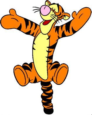 the tigger from winnie the pooh is dancing with his arms out and eyes ...