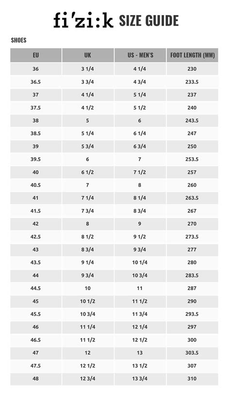 Cycling Shoes Size Chart | Portal.posgradount.edu.pe