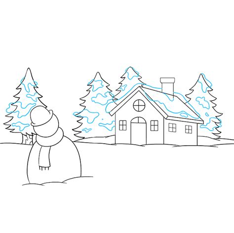 How to Draw a Winter Scenery - Really Easy Drawing Tutorial