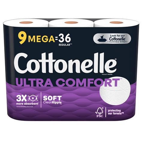 Cottonelle Ultra Comfortcare Toilet Paper, 9 Mega Rolls (Septic Safe)