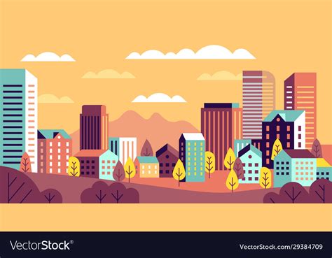 Autumn city landscape simple cityscape Royalty Free Vector