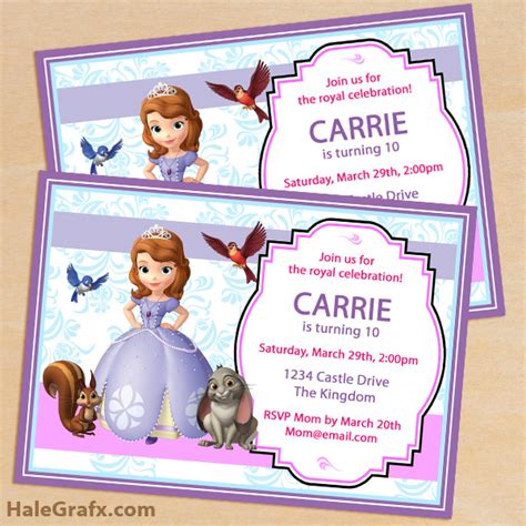 FREE Printable Sofia the First Birthday Invitation Pack